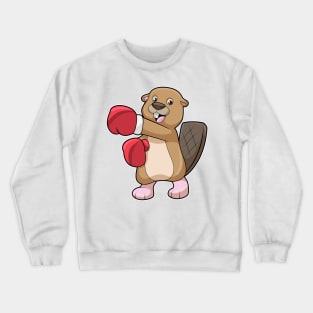 Beaver at Boxing with Boxing gloves Crewneck Sweatshirt